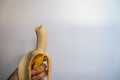 Ripe bananas are peeled, and have bite marks Royalty Free Stock Photo