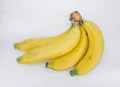 Ripe bananas, white background.