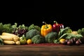 Ripe beautiful tasty vegetables on a dark banner background. Healthy food concept, harvest