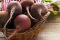 Ripe beets in basket Royalty Free Stock Photo