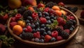 Ripe berry basket, fresh from nature bounty generated by AI