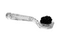 Ripe blackberry on the glass spoon