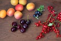 Ripe Blackcurrants, Cherries, Red Currants, Apricots. Royalty Free Stock Photo