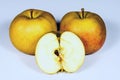 Ripe Boskoop apples on a white background in section Royalty Free Stock Photo