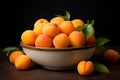 Ripe Bowl tasty apricots food. Generate Ai
