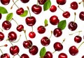 Illustration of red cherries pattern on white background.