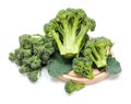 Ripe broccoli crops on leaves Royalty Free Stock Photo