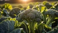 ripe broccoli the garden outdoors leaf