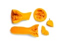 Ripe butternut squash cut into slices, isolated on a white background, pumpkin Royalty Free Stock Photo