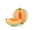 Ripe cantaloupe melon isolated on white background Royalty Free Stock Photo