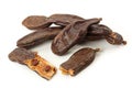 Ripe carob pods or St. John's bread Royalty Free Stock Photo