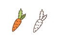 Ripe carrot linear vector icon. Raw organic food, natural farm vegetable outline illustration. Delicious vitamin juice