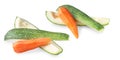 Ripe carrots and zucchini. Peeled carrots and sliced zucchini set. Veggies isolated on white