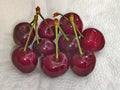 Ripe cherries in a close-up, collected in one heap Royalty Free Stock Photo