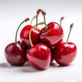 Ripe cherries isolate ,white background - generative Ai illustration