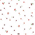 Ripe cherries. Seamless pattern. Fruit harvest.