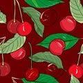 Ripe cherries seamless pattern.