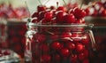 Ripe cherries showcased in a glass jar filled with clear syrup Royalty Free Stock Photo