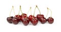 Ripe cherries with stems on a white background, red fruits Royalty Free Stock Photo