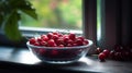 Ripe Cherries on a Sunlit Table