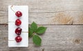 Ripe cherries on wooden table Royalty Free Stock Photo
