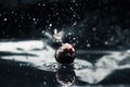 Ripe cherry falling in water