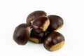 Ripe chestnuts close up. Raw Chestnuts Royalty Free Stock Photo