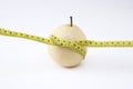 Ripe chinese pear with tailor measuring tape Royalty Free Stock Photo
