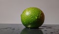 Ripe citrus fruit reflects freshness in a wet close up macro generated by AI