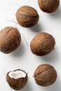 Ripe coconuts isolated on white background for versatile design projects and creativity