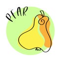 Ripe and colorful pear in trendy doodle style