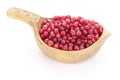 Ripe cranberry in wooden bowl