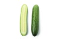 Ripe cucumber halves isolated on white background Royalty Free Stock Photo