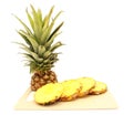 Ripe cut pineapple, pineapple slices close-up