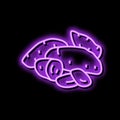 ripe cut potatoes sweet neon glow icon illustration