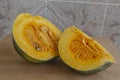 Ripe Cut Pumpkin On Board Surface