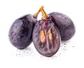 Ripe dark grapes Isolated on white background with clipping path