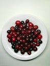 ripe delicious cherries on a plate Royalty Free Stock Photo