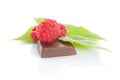 Ripe delicious raspberry with chocolate