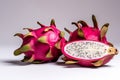 Ripe dragon fruit, pitaya or pitahaya on white background, fruit healthy concept. AI generated Royalty Free Stock Photo