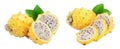 Ripe Dragon fruit, Pitaya or Pitahaya yellow isolated on white background, fruit healthy concept Royalty Free Stock Photo