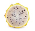 Ripe Dragon fruit, Pitaya or Pitahaya yellow isolated on white background, fruit healthy concept Royalty Free Stock Photo