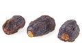 Ripe dried date fruits isolated on white background. Organic and sweet dates. Healthy snack Royalty Free Stock Photo