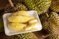 Ripe Durian Pack on the Raw Durian Shelf in the Market