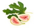 Ripe figs cut piece collection isolated on white background clipping path