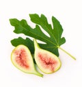 Ripe figs cut piece collection isolated on white background clipping path