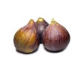 Ripe figs on a white background. Several figs. Southern fruit isolate. Purple fruit. Healthy diet