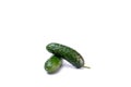 Ripe fresh green cucumbers isolated on a white background Royalty Free Stock Photo