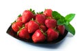 Ripe fresh strawberries on plate Royalty Free Stock Photo