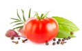 Ripe fresh tomato with herb and garlic Royalty Free Stock Photo